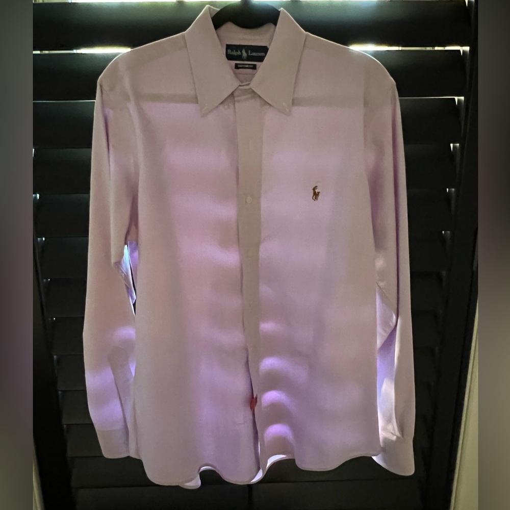 Excellent! Mens’ ‘Ralph Lauren’ Custom Fit Button Down Shirt! Size L in Lilac.